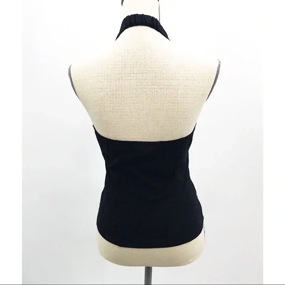 Halter with military button detailing zip front Size Small Black - Picture 6 of 8
